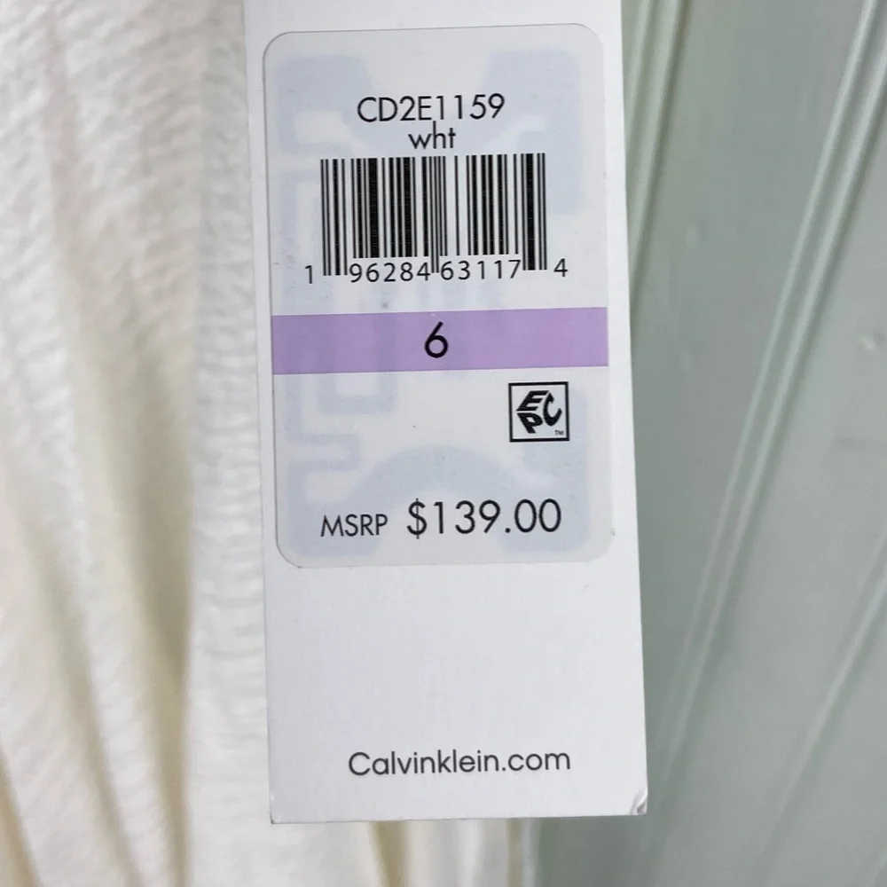 NEW Calvin Klein Gauze Mock-Wrap Jumpsuit White Size 6 Wide Leg Sleeveless Boho